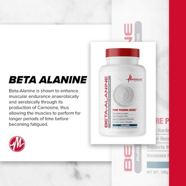 Polvo blanco de Beta Alanina Metabolic Nutrition