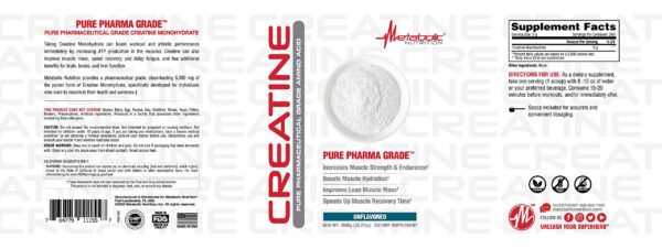 Version 1.0.0 Metabolic Nutrition Creatina polvo container