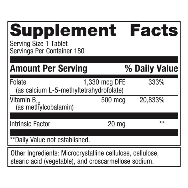 Tabletas Metagenics Intrinsi vitamina B12 y folato
