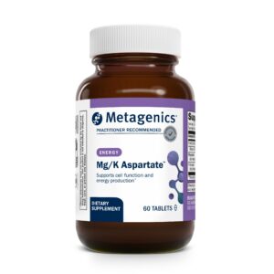 Etiqueta frontal de Metagenics Mg/K Aspartate