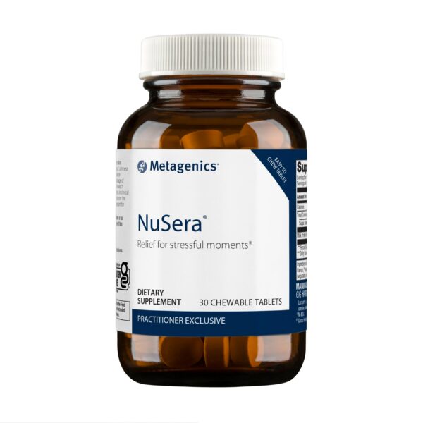 Version 1.0.0 Caja Metagenics NuSera suplemento relajante sabor chocolate 30 tabletas