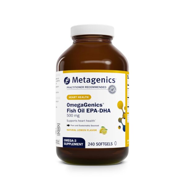 Frasco de Metagenics OmegaGenics EPA-DHA 500