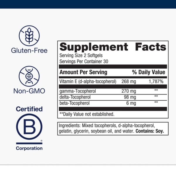 Etiqueta frontal de Metagenics tocopherols