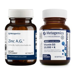 Frente del set Metagenics Zinc A.G. y D3