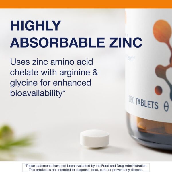 Ingredientes de zinc Metagenics en etiqueta