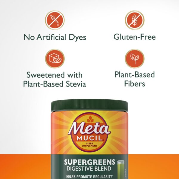 Metamucil Greens polvo sabor kiwi manzana para salud digestiva