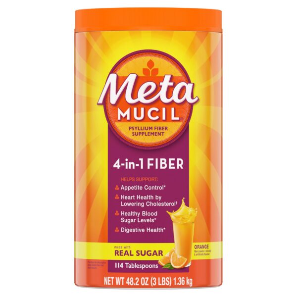 Metamucil suplemento fibra psyllium sabor naranja paquete 114 cucharadas