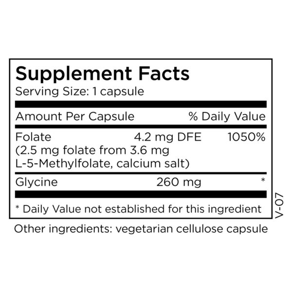 Etiqueta lateral de MethylPro L-Methylfolate 2.5 mg