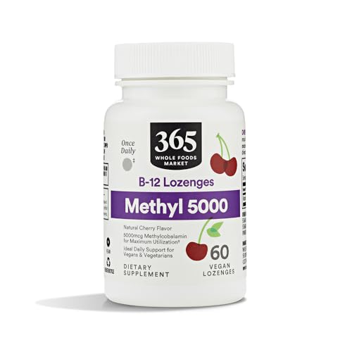 Version 1.0.0 Metil B-12 5000Mcg con sabor a cereza Whole Foods botella