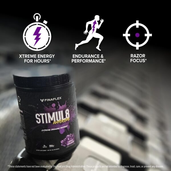 Mezcla energizante FINAFLEX STIMUL8 sabor grape grenade en polvo