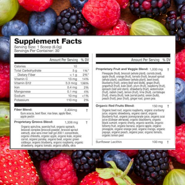 mezcla de greens orgánicos y superalimentos 310 nutrition berry mixto