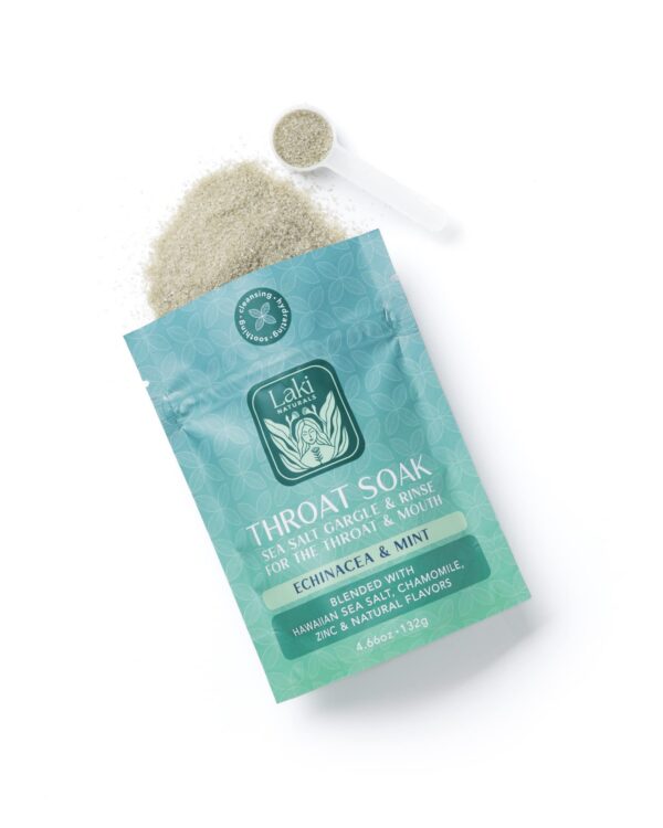 Mezcla herbal para garganta seca Laki Naturals con cuchara