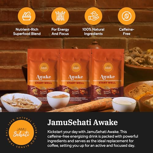 Mezcla en polvo natural JAMUSEHATI Awake con ingredientes de Bali