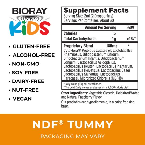 Mezcla de probióticos BIORAY Kids NDF Tummy de cerca