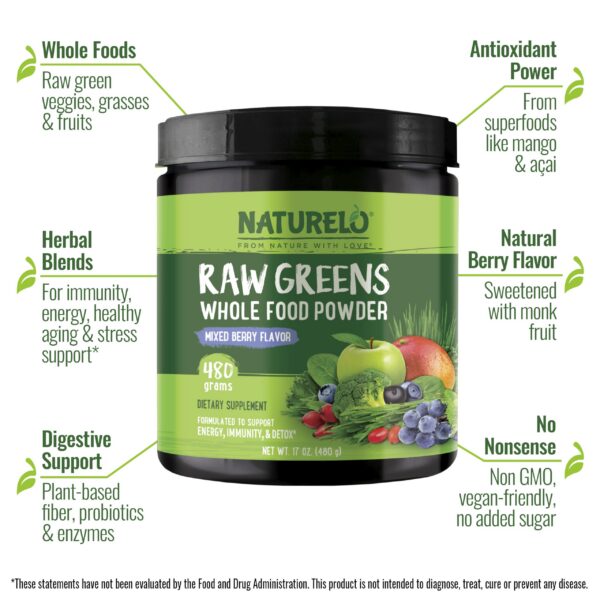 Mezcla superalimento verde con frutas polvo NATURELO