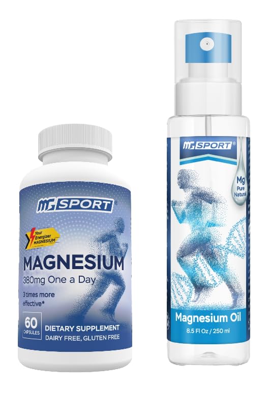 Frasco MgSport suplemento de magnesio y spray