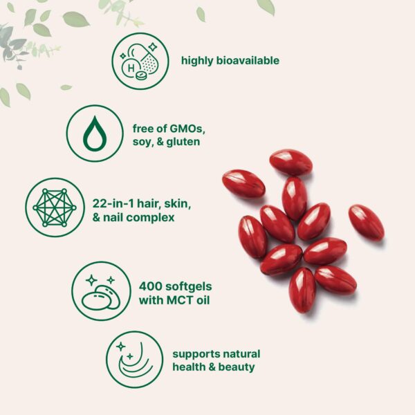 Detalle de ingredientes: Argan, acido-hialuronico, colageno, queratina y biotina