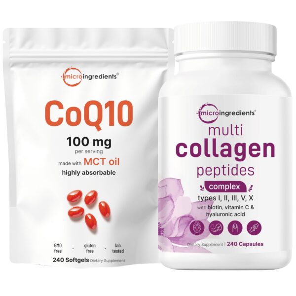 Frascos de Micro Ingredients 8-in-1 Colágeno CoQ10