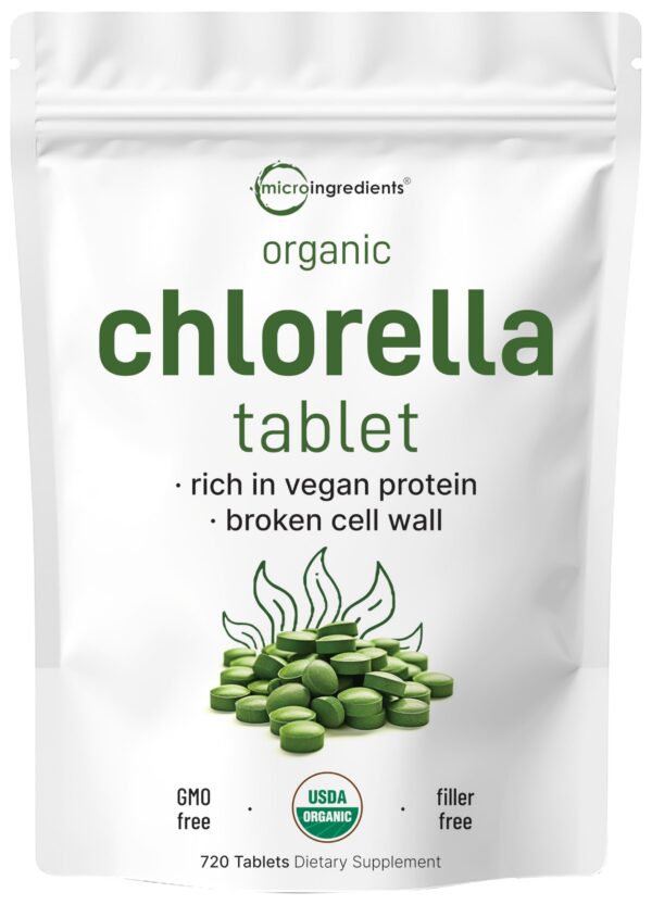 Micro Ingredients clorela orgánica 720 tabletas frasco