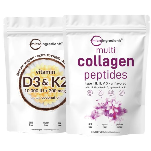 Vista frontal del pack Micro Ingredients colageno 2 lb