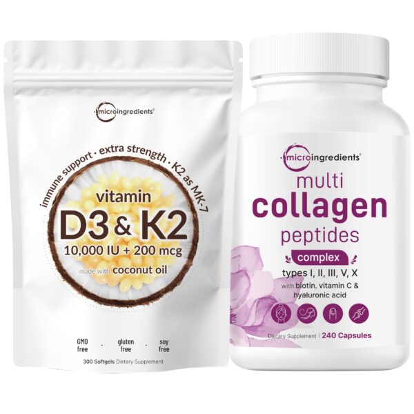 Frente de empaque Micro Ingredients D3 10000 UI y K2 200 mcg