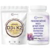 Frasco de Micro Ingredients con cápsulas D3/K2 y resveratrol