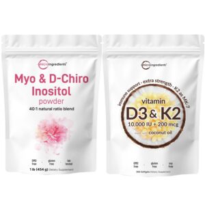 Frasco de Micro Ingredients D3 K2 softgels