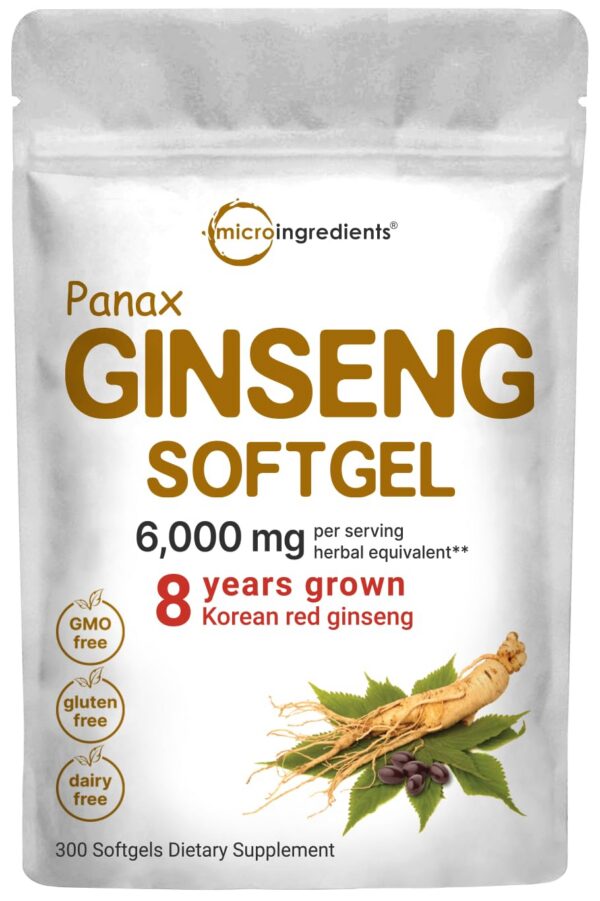 Micro Ingredients ginseng panax rojo 300 softgels alta potencia