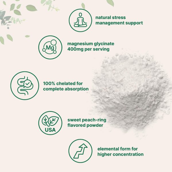 Polvo de magnesio glicinato con sabor durazno