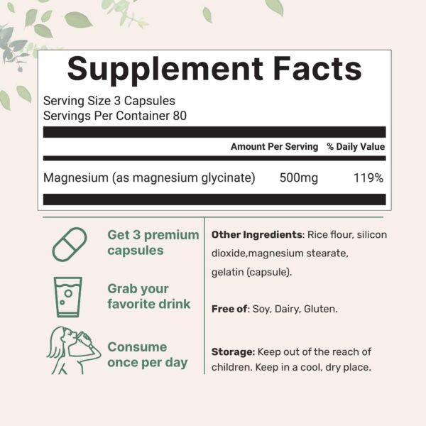 Version 1.0.0 Frasco de 240 cápsulas de glicinato de magnesio