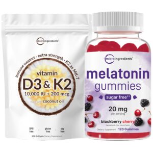 Gomitas de melatonina y softgels en envase