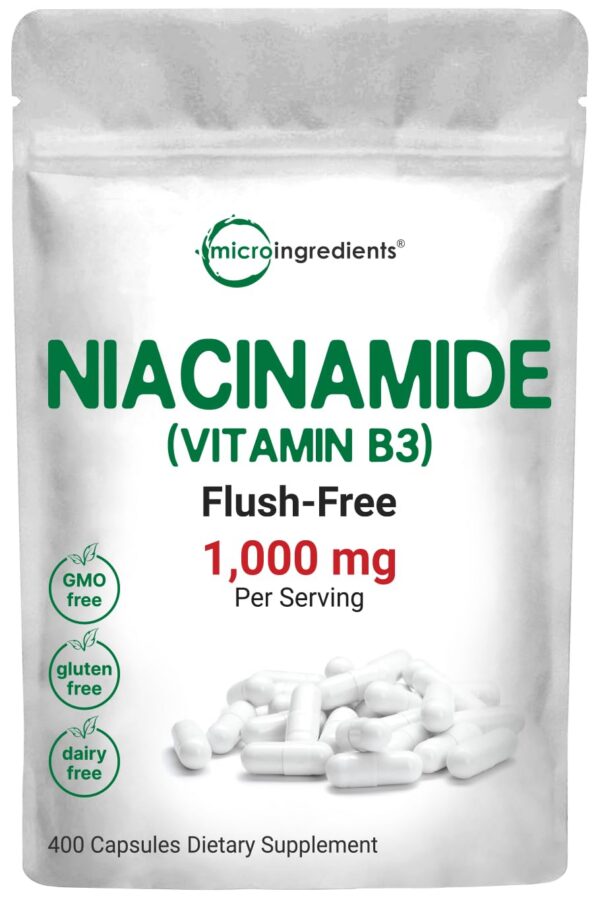 Envase frontal de Micro Ingredients Niacinamide 500 mg