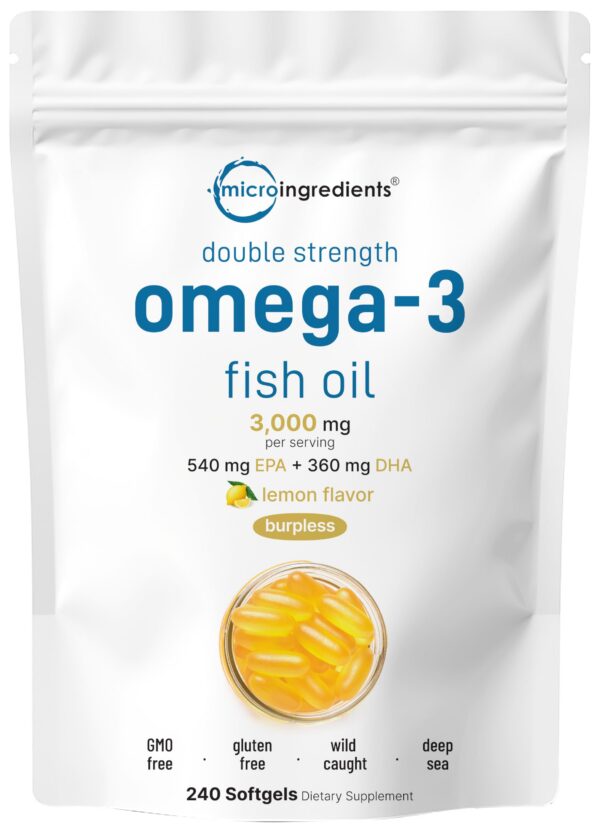 Frasco de cápsulas suaves Omega-3 Micro Ingredients