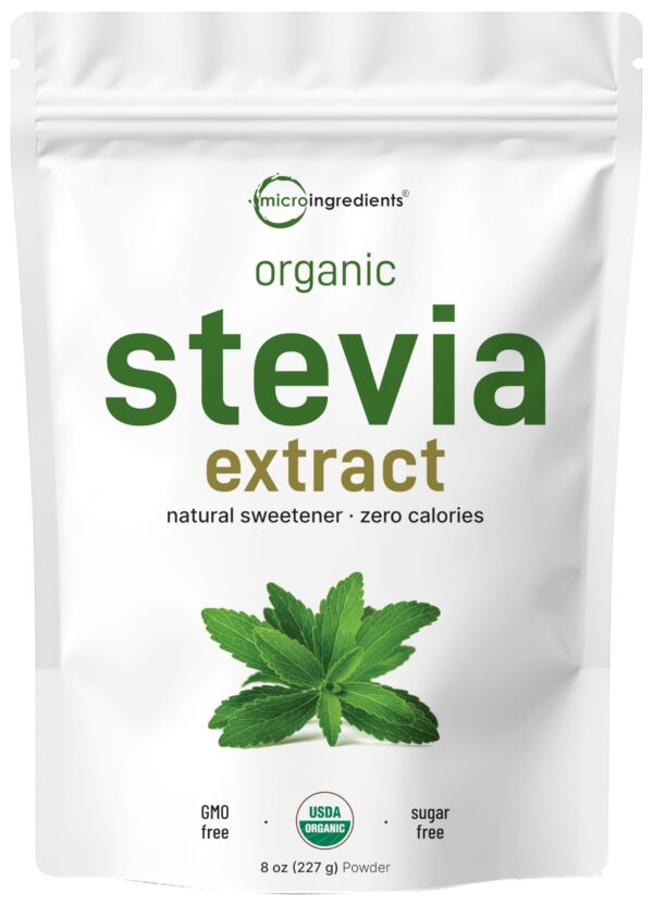 Micro Ingredients polvo de stevia orgánica pura 8 onzas endulzante natural