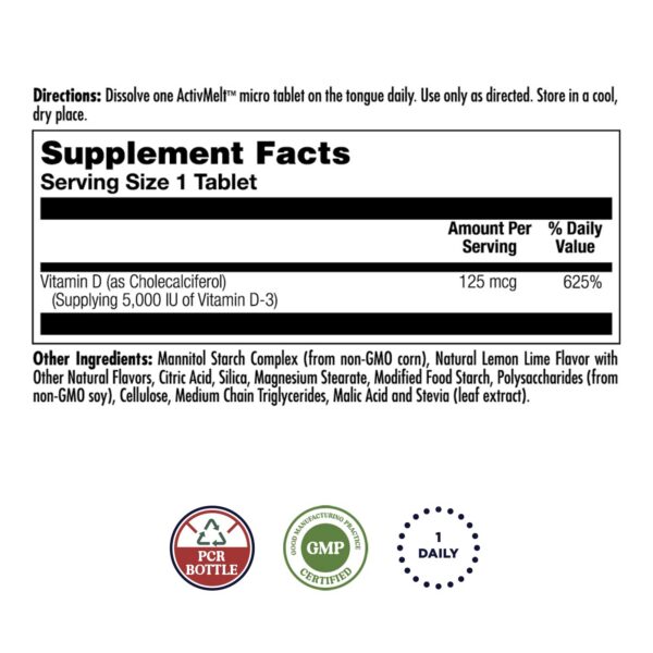 Micro tabletas KAL vitamina d3 disolución instantánea