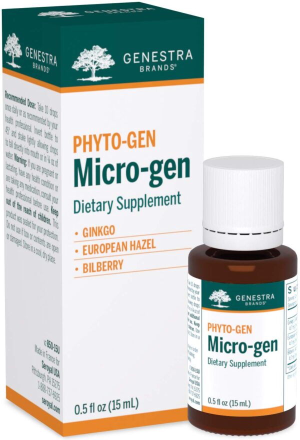 Micro-gen Genestra suplemento herbal en botella 0.5 oz