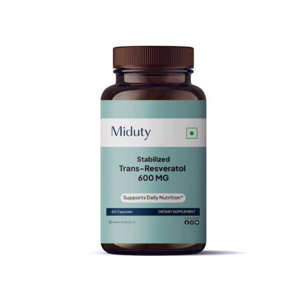 Miduty Trans-Resveratrol Liposomal 600 MG botella vista frontal