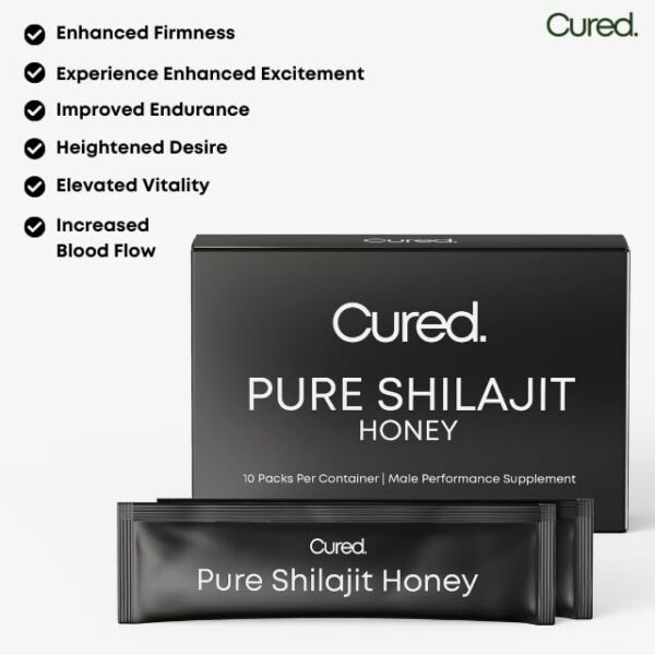 Frasco de miel pura Shilajit Cured vista lateral