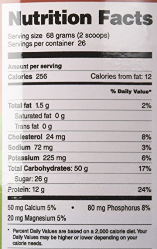 Frasco con polvo sabor chocolate