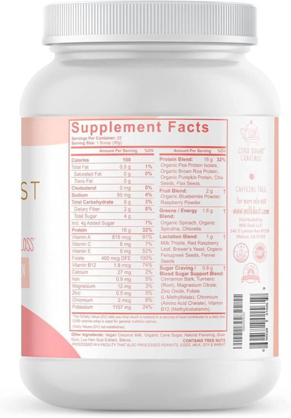 Etiqueta Milk Dust lactancia proteina