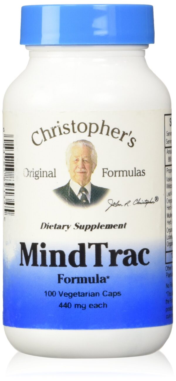 Version 1.0.0 Christopher's MindTrac frasco etiqueta frontal