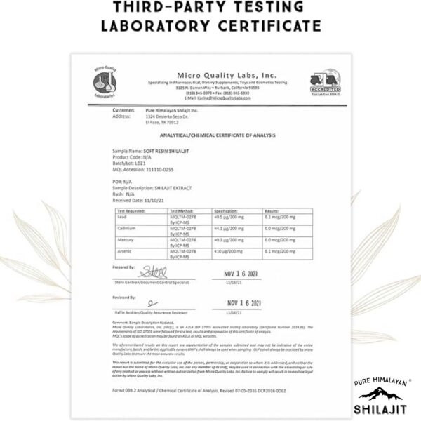 Minerales traza y ácido fúlvico en resina Shilajit Himalaya