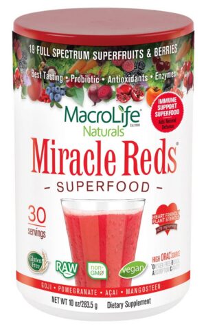 Suplemento Miracle Reds polvo antioxidante rojo MacroLife Naturals