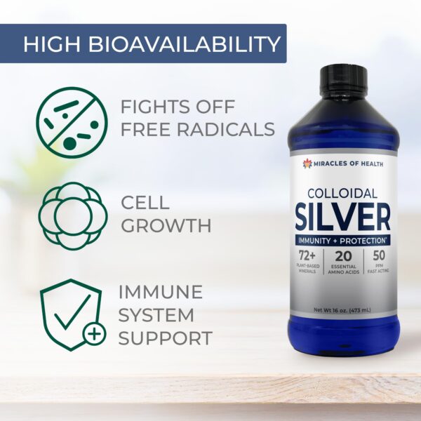 Botella y etiqueta de plata coloidal