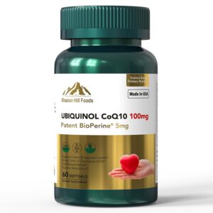Frasco de Mission Hill Foods ubiquinol CoQ10 con BioPerine