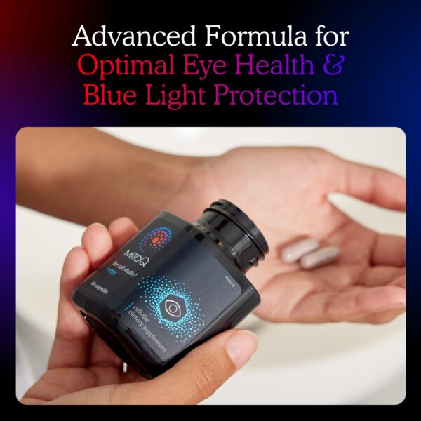 Cápsulas MitoQ Eye CoQ10 en fondo blanco