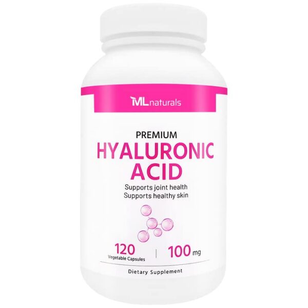 Frente del frasco ML Naturals Ácido hialurónico 100 mg