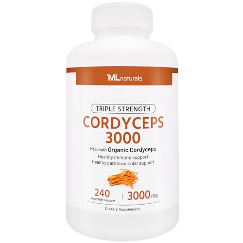 Version 1.0.0 ML Naturals Cordyceps cápsulas soporte inmunológico envase