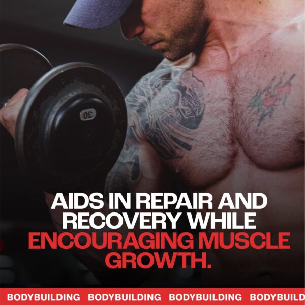 Vista lateral de la etiqueta de Muscle Maker