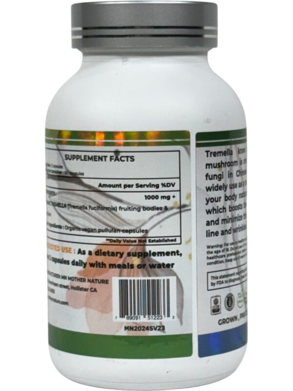MN Mother Nature Tremella suplemento botella con cápsulas